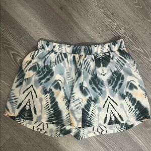 Blue green and White Patterned Shorts with hint of orange